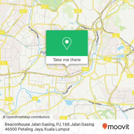 Peta Beaconhouse Jalan Gasing, PJ, 168 Jalan Gasing 46000 Petaling Jaya
