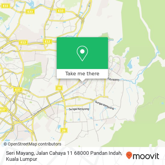 Peta Seri Mayang, Jalan Cahaya 11 68000 Pandan Indah