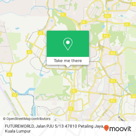 Peta FUTUREWORLD, Jalan PJU 5 / 13 47810 Petaling Jaya