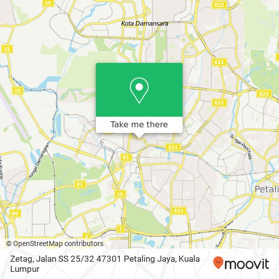 Peta Zetag, Jalan SS 25 / 32 47301 Petaling Jaya