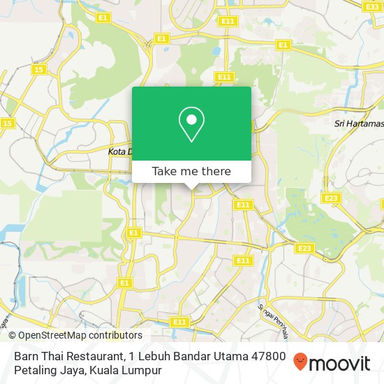 Barn Thai Restaurant, 1 Lebuh Bandar Utama 47800 Petaling Jaya map