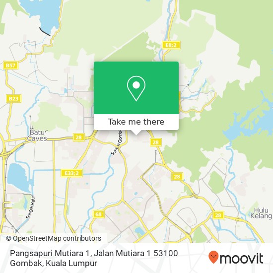 Peta Pangsapuri Mutiara 1, Jalan Mutiara 1 53100 Gombak