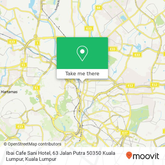 Peta Ibai Cafe Sani Hotel, 63 Jalan Putra 50350 Kuala Lumpur