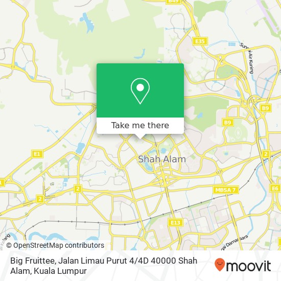 Peta Big Fruittee, Jalan Limau Purut 4 / 4D 40000 Shah Alam