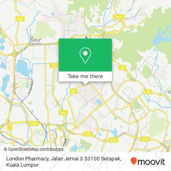 Peta London Pharmacy, Jalan Jernai 3 53100 Setapak