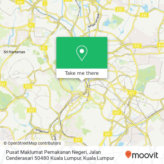 Pusat Maklumat Pemakanan Negeri, Jalan Cenderasari 50480 Kuala Lumpur map