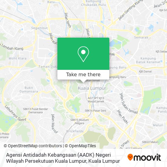 Peta Agensi Antidadah Kebangsaan (AADK) Negeri Wilayah Persekutuan Kuala Lumpur