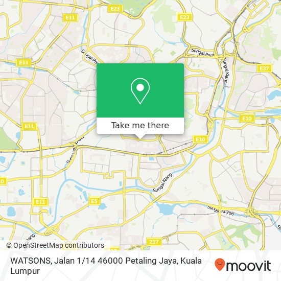 Peta WATSONS, Jalan 1 / 14 46000 Petaling Jaya