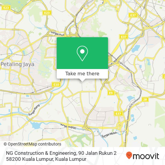 Peta NG Construction & Engineering, 90 Jalan Rukun 2 58200 Kuala Lumpur