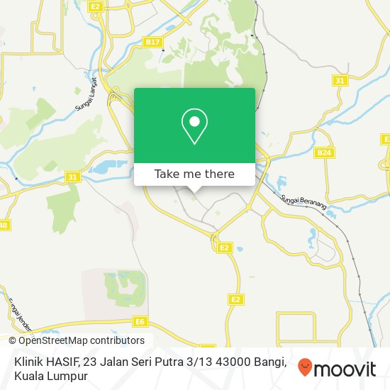 Peta Klinik HASIF, 23 Jalan Seri Putra 3 / 13 43000 Bangi