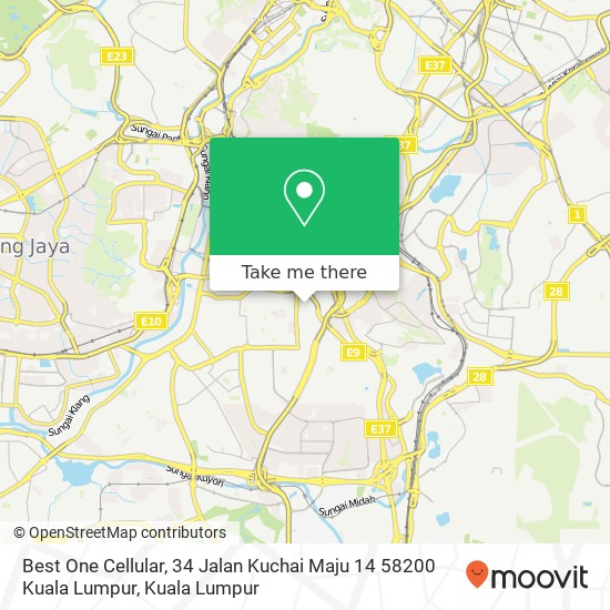 Peta Best One Cellular, 34 Jalan Kuchai Maju 14 58200 Kuala Lumpur