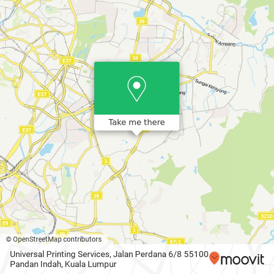 Peta Universal Printing Services, Jalan Perdana 6 / 8 55100 Pandan Indah