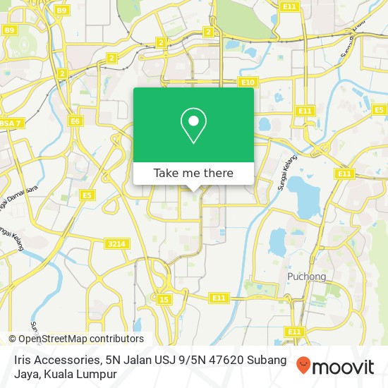 Peta Iris Accessories, 5N Jalan USJ 9 / 5N 47620 Subang Jaya