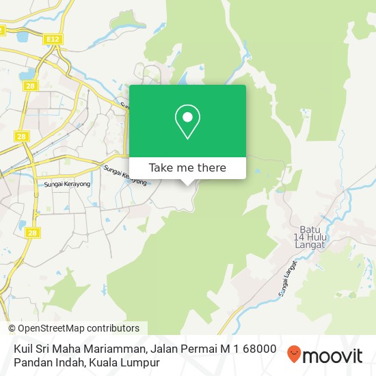 Peta Kuil Sri Maha Mariamman, Jalan Permai M 1 68000 Pandan Indah