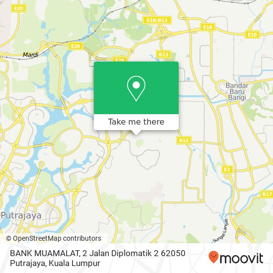 Peta BANK MUAMALAT, 2 Jalan Diplomatik 2 62050 Putrajaya