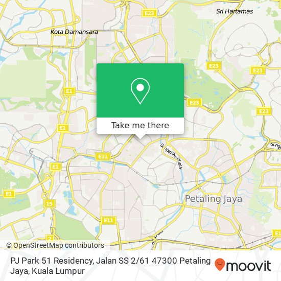 Peta PJ Park 51 Residency, Jalan SS 2 / 61 47300 Petaling Jaya