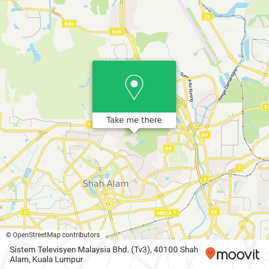 Peta Sistem Televisyen Malaysia Bhd. (Tv3), 40100 Shah Alam