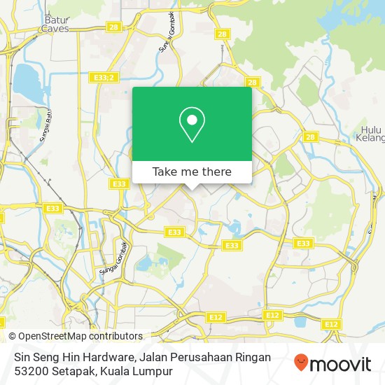 Peta Sin Seng Hin Hardware, Jalan Perusahaan Ringan 53200 Setapak