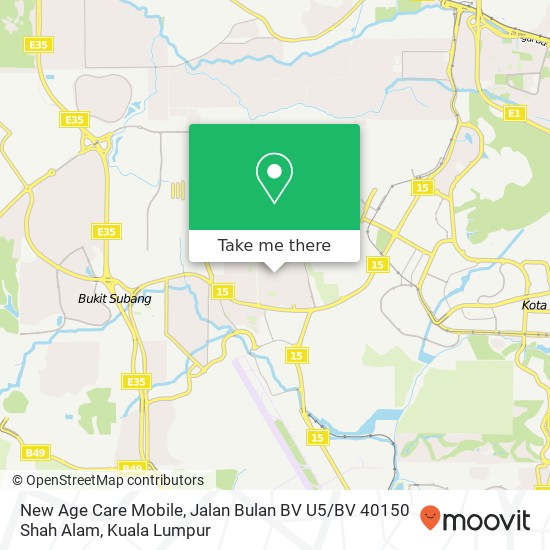 New Age Care Mobile, Jalan Bulan BV U5 / BV 40150 Shah Alam map