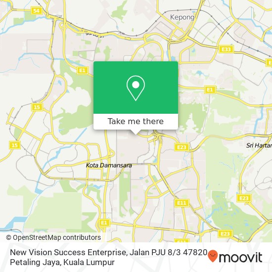 New Vision Success Enterprise, Jalan PJU 8 / 3 47820 Petaling Jaya map