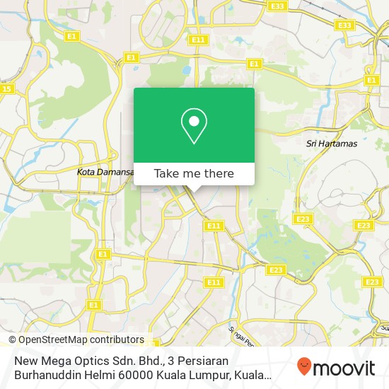 Peta New Mega Optics Sdn. Bhd., 3 Persiaran Burhanuddin Helmi 60000 Kuala Lumpur