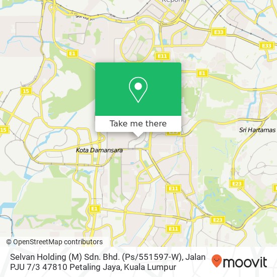 Selvan Holding (M) Sdn. Bhd. (Ps / 551597-W), Jalan PJU 7 / 3 47810 Petaling Jaya map