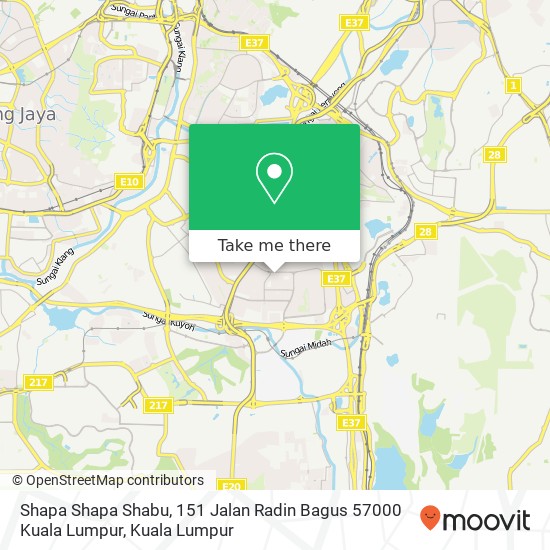 Peta Shapa Shapa Shabu, 151 Jalan Radin Bagus 57000 Kuala Lumpur