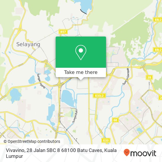 Peta Vivavino, 28 Jalan SBC 8 68100 Batu Caves