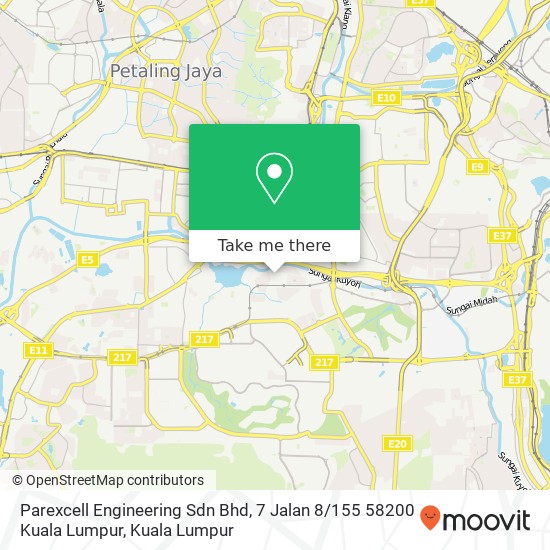 Peta Parexcell Engineering Sdn Bhd, 7 Jalan 8 / 155 58200 Kuala Lumpur