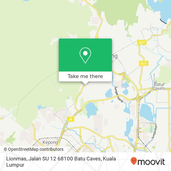 Peta Lionmas, Jalan SU 12 68100 Batu Caves