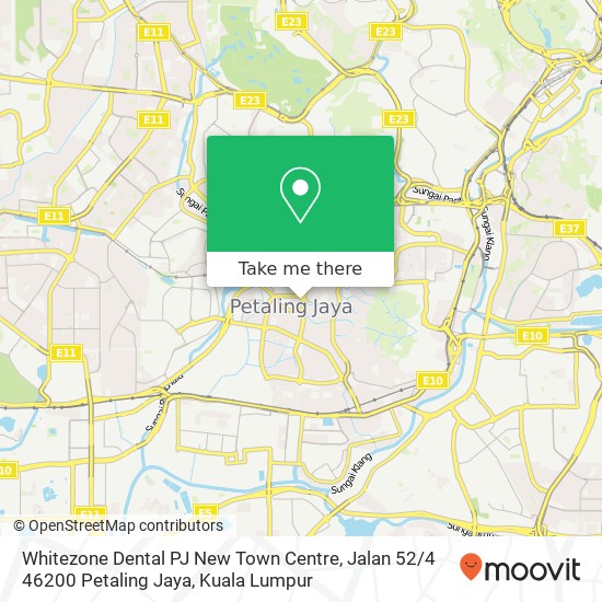 Peta Whitezone Dental PJ New Town Centre, Jalan 52 / 4 46200 Petaling Jaya