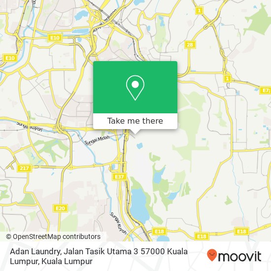 Peta Adan Laundry, Jalan Tasik Utama 3 57000 Kuala Lumpur