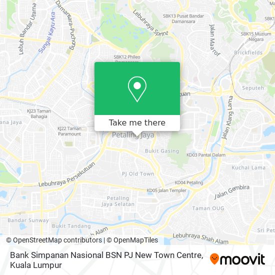 Peta Bank Simpanan Nasional BSN PJ New Town Centre