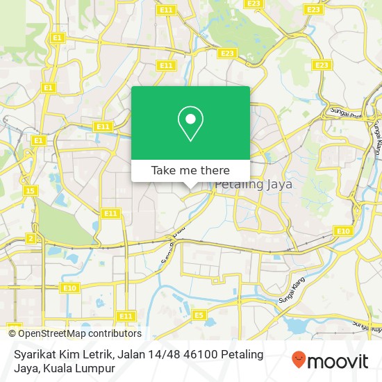 Peta Syarikat Kim Letrik, Jalan 14 / 48 46100 Petaling Jaya