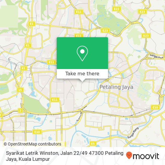 Peta Syarikat Letrik Winston, Jalan 22 / 49 47300 Petaling Jaya