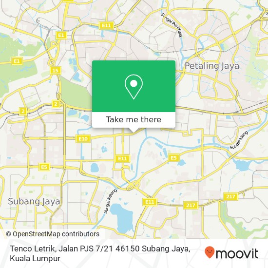 Peta Tenco Letrik, Jalan PJS 7 / 21 46150 Subang Jaya