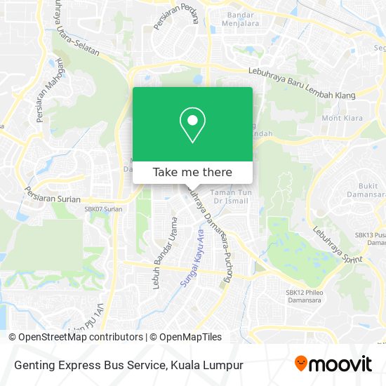 Genting Express Bus Service map