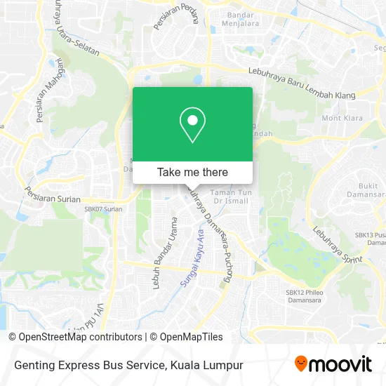 Genting Express Bus Service map