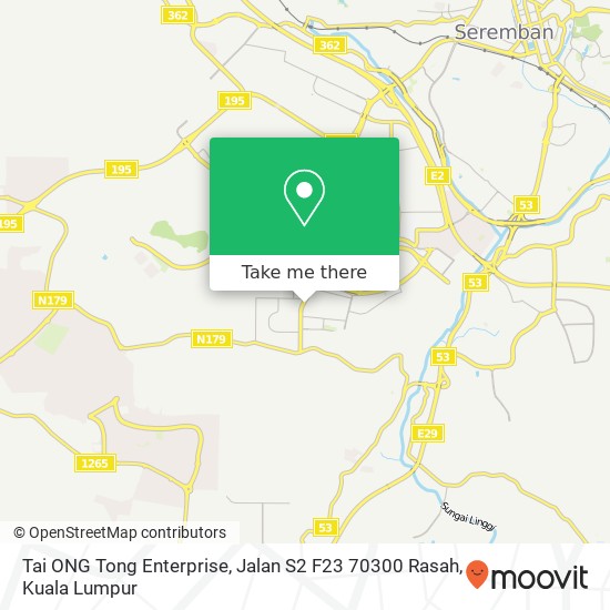 Peta Tai ONG Tong Enterprise, Jalan S2 F23 70300 Rasah