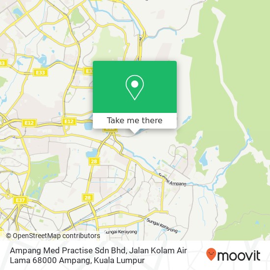 Ampang Med Practise Sdn Bhd, Jalan Kolam Air Lama 68000 Ampang map