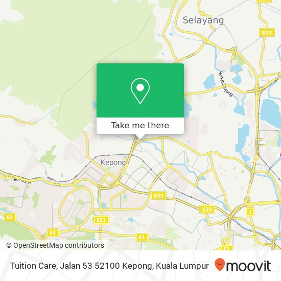 Peta Tuition Care, Jalan 53 52100 Kepong