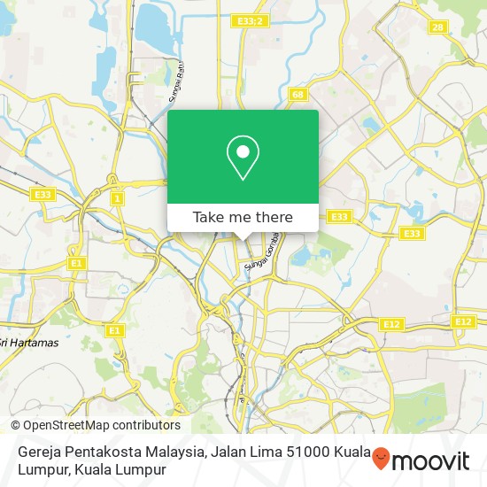 Peta Gereja Pentakosta Malaysia, Jalan Lima 51000 Kuala Lumpur