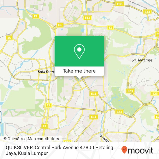 Peta QUIKSILVER, Central Park Avenue 47800 Petaling Jaya