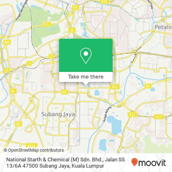 National Starth & Chemical (M) Sdn. Bhd., Jalan SS 13 / 6A 47500 Subang Jaya map