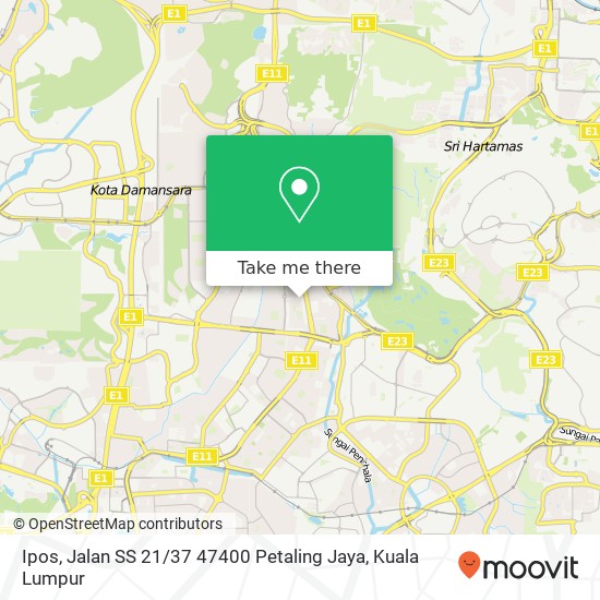 Peta Ipos, Jalan SS 21 / 37 47400 Petaling Jaya