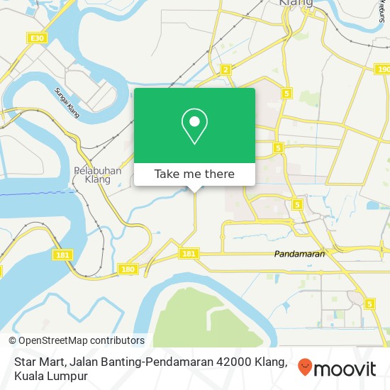 Peta Star Mart, Jalan Banting-Pendamaran 42000 Klang