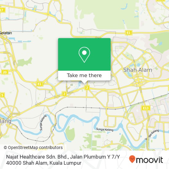 Peta Najat Healthcare Sdn. Bhd., Jalan Plumbum Y 7 / Y 40000 Shah Alam