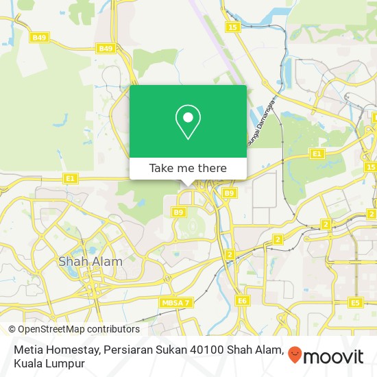 Peta Metia Homestay, Persiaran Sukan 40100 Shah Alam