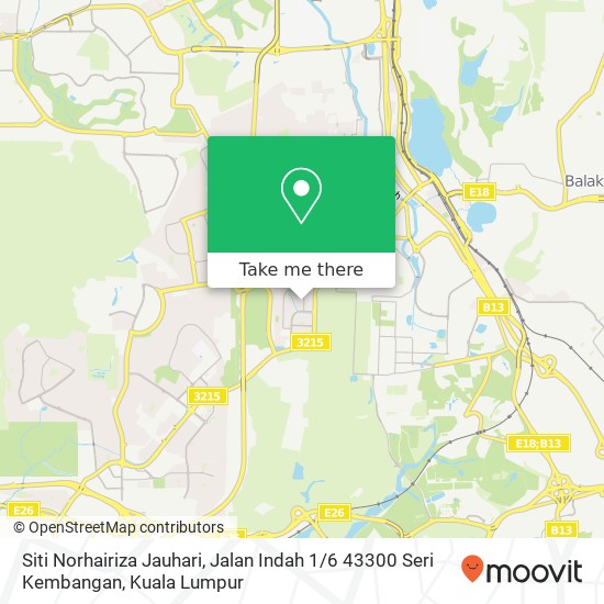 Siti Norhairiza Jauhari, Jalan Indah 1 / 6 43300 Seri Kembangan map