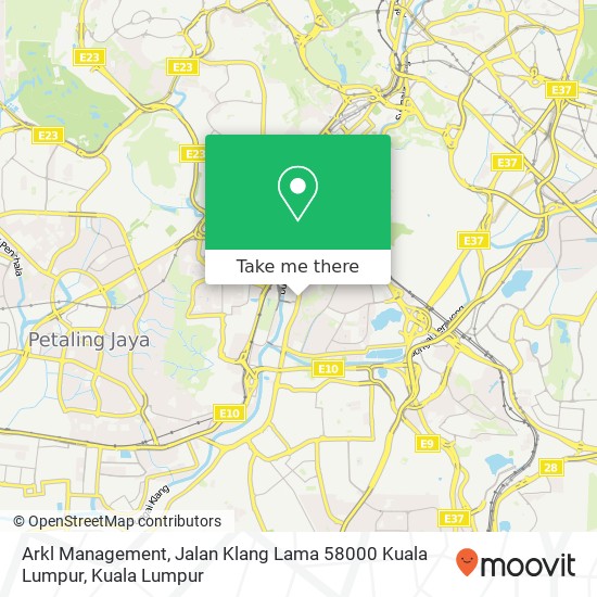 Peta Arkl Management, Jalan Klang Lama 58000 Kuala Lumpur